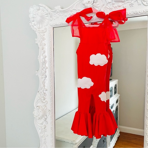 New York Couture Handmade Baby Toddler 
CLOUDS Tie Straps Bellbottoms Jumpsuit - Picture 5 of 7